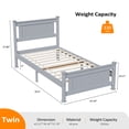 thumbnail image 5 of Zimtown Twin Bed Frame,Solid Pine Wood Platform Bed Frame, Bedroom Bed with Headboard, Gray, 5 of 8