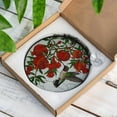 thumbnail image 4 of Hummingbird With Pomegranate glass suncatcher, pomegranate stained glass art, gift for mom, hummingbird decor, Mother's Day window hanging, 4 of 4