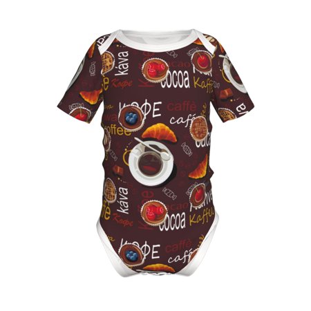 

Lukts A Cup Of Black Coffee On A Saucer Print Baby Short Sleeve Romper Onesie for Newborn Baby Boys and Girls-9M