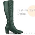 thumbnail image 4 of DARING DIVA Women's Slouch Square Toe Chunky Heels Knee High Boots Dark Green 9.5, 4 of 5
