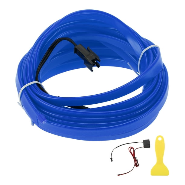 Cuerda de luz LED EL de 5m Unique Bargains, tira de luz de neón flexible para iluminación interior de coches, controlador de cableado (12v) azul