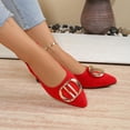 thumbnail image 5 of Women's Summer Dress Flats - Comfortable Pointed Toe Ballet Shoes for Woman - Soft Suede Slingback Flats Red 9.5(43), 5 of 8