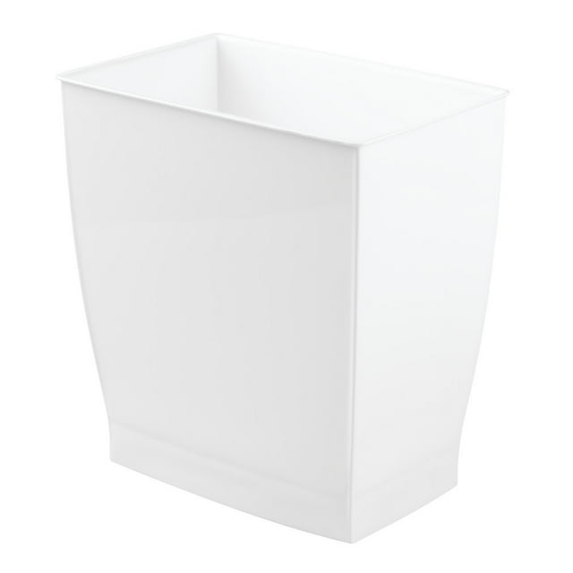 Bote de basura iDesign de plástico rectangular para spa, 9.5 l, 2.5 galones, blanco