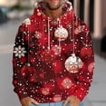 thumbnail image 2 of GuangCheng Mens Christmas,Drawstring,Hooded Sweatshirts,Snowflake Printed,Drop Shoulder,Thick Warm Coats,Pullover Hoodies, 2 of 5