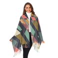 thumbnail image 3 of FORMRS Womens Scarf Winter Soft Long Big Warm Shawls Wrap Tassel Scarves, Green Geometric, 3 of 9