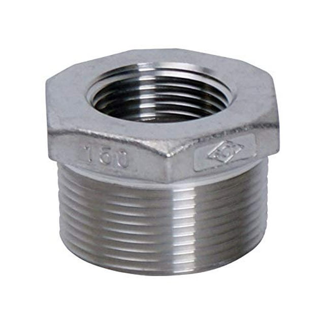 Buje hexagonal de acero inoxidable Smith Cooper MPT de 1 pulgada x FPT de 1/2 pulgada