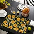 thumbnail image 4 of Black Green Stem Sunflower Pattern Summer Placemats Table Placemats Set Of 4-Linen Kitchen Washable Placemats Table Mats 11.8"x17.7" Non-Slip Heat Resistant, 4 of 6