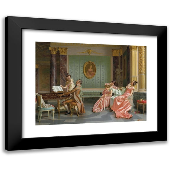 Vittorio Reggianini 14x12 Black Modern Framed Museum Art Print Titled - The Recital