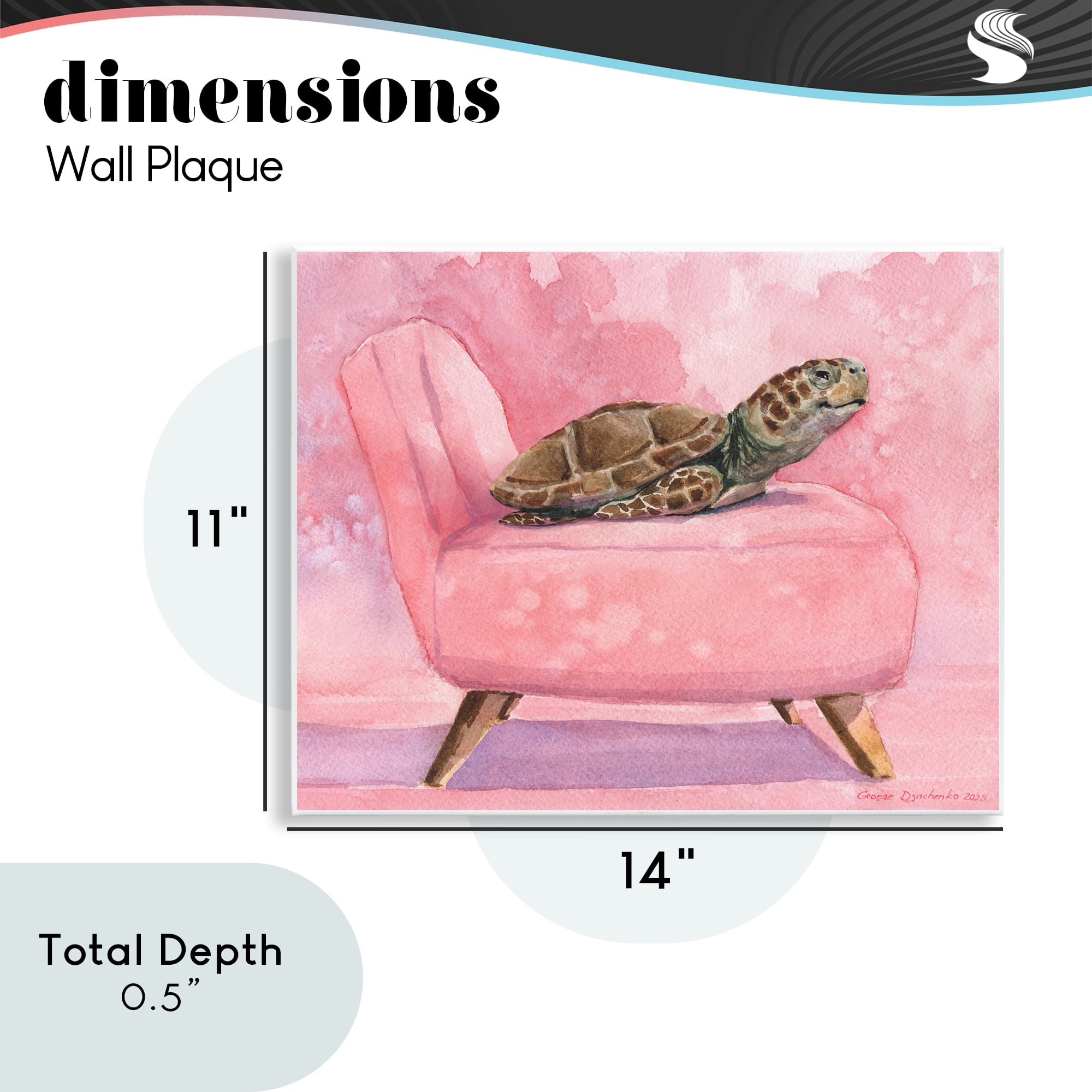 Stupell Industries Happy Turtle on Pink Chair Wall Plaque Art, design by George Dyachenko