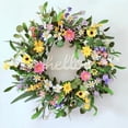 thumbnail image 2 of TOKCARE Spring Wreaths for Front Door with Hello Sign, 22 Inch Artificial Eucalyptus Summer Wreath, Colorful Daisy and Jasmine Flower Garland for Farmhouse Decor Indoor Outdoor, 2 of 6