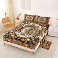 thumbnail image 2 of jejeloiu Warm Mandala King Sheets For Men Women,Boho Floral Bedding,Multicolor Red Green,4pcs,1 Flat Sheet, 1 Fitted Sheet and 2 Pillowcases, 2 of 6
