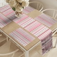 thumbnail image 2 of Ambesonne Romantic Table Runner & Placemats, Hearts Dots Stripes, Placemat 4 pcs + Runner 12"x72", Pale Pink Dark Brown Tan, 2 of 2