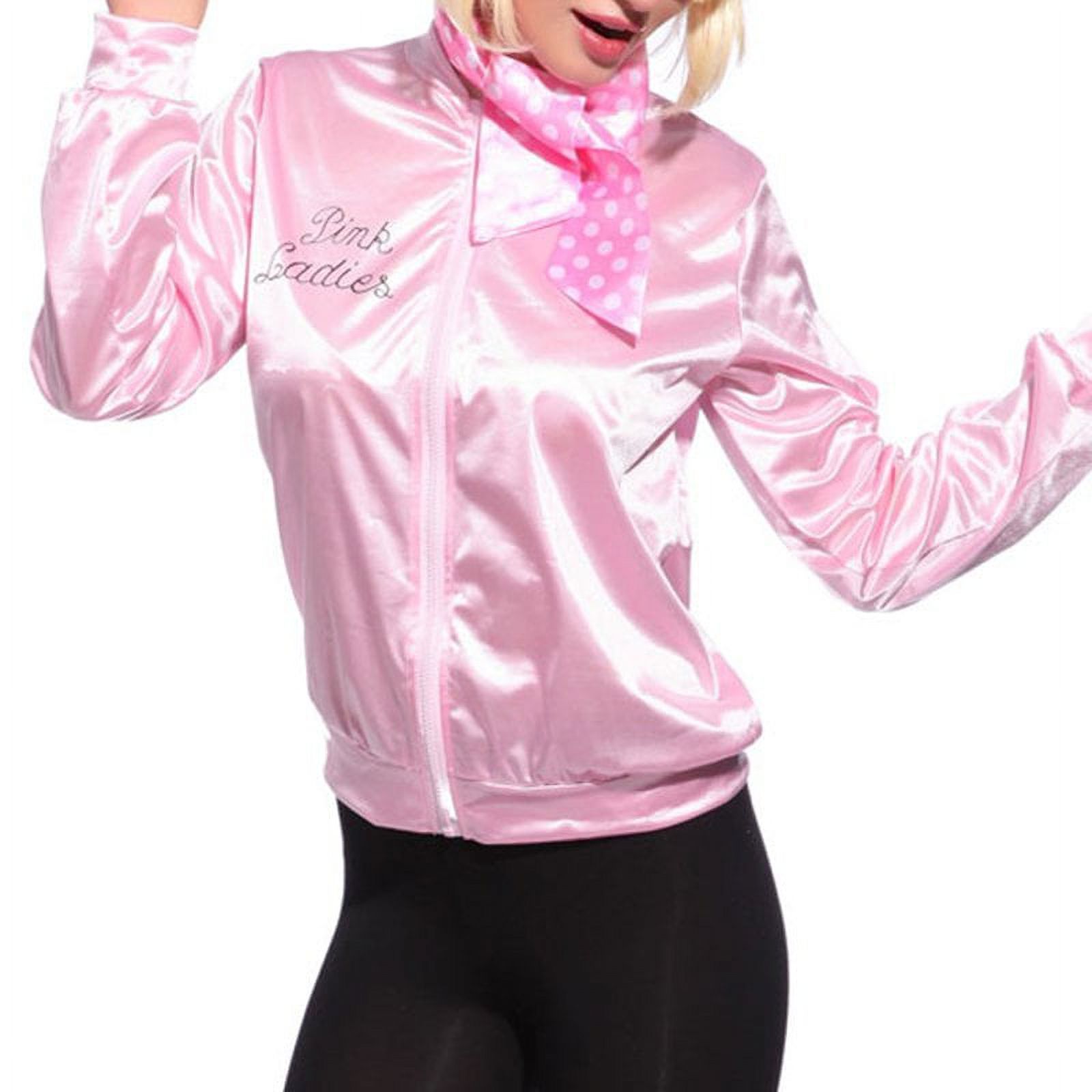 Graduation Pink Girl Retro Jacket + Scarf Female Fancy Grease Clothing Cheerleader Vintage Pink Jacket Women - image 3 of 9