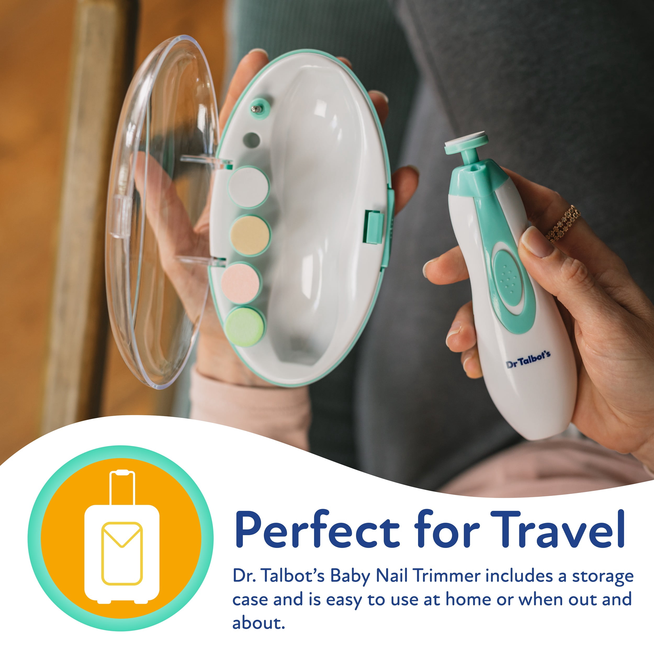 Dr. Talbot's Electric Nail Trimmer for Babies with LED Light and Storage Case