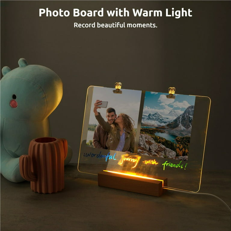 FAIOIN Clear Acrylic Desk Calendar LED Night Light with Stand Erasable  Marker for Office Desk Memo Board To-do-list Board 