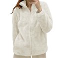 thumbnail image 2 of felwors Sherpa Jacket Women Long Sleeve Zip Up Fuzzy Sherpa Coats Collared Casual Oversized Lapel Jackets Fleece Warm Outerwear White, XXL, 2 of 4