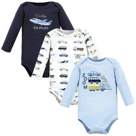

Hudson Baby Infant Boys Cotton Long-Sleeve Bodysuits Vehicles 12-18 Months