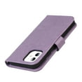 thumbnail image 5 of Dteck Wallet Case for iPhone 11 6.1", Shockproof Magnetic Flip Kickstand Embossed Pattern PU Leather Card Slots Protective Cover with Hand Strap For iPhone 11,Purple, 5 of 11
