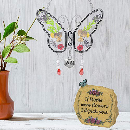 BANBERRY DESIGNS Attrape-Soleil Papillon pour Maman - Pierre Message Mère avec Décorations Papillons & Fleurs et Poème pour Maman - Cadeaux pour Elle - Anniversaire