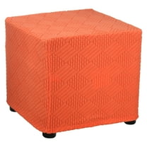 Stripe Stretch Ottoman Cover Square Fit Length 14"-17", Small, Orange