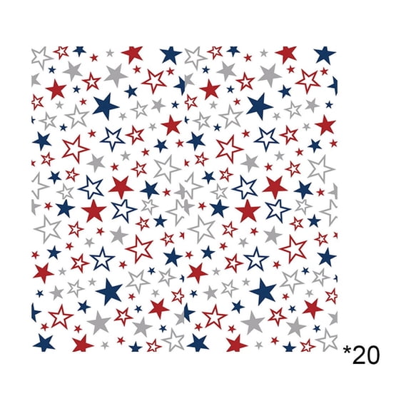 4th of July Patriotic Napkins - Disposable Dessert and Lunch Napkins for Parties, 20pcs, 13x13",Red Blue and White