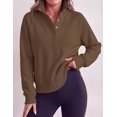 thumbnail image 5 of PRETTYGARDEN Women's Fall Trendy Oversized Sweatshirts Comfy Ribbed Fabric, Raglan Long Sleeve Collared, Button Up Henley Pullover Blouse, Casual Workout Tops, Y2K Fashion Clothing, 5 of 8