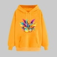 thumbnail image 2 of VBTAPA Mardi Gras Hoodies for Women Carnival Mask Graphic Print Hooded Sweatshirt Drawstring Pullover Hoodie with Kangaroo Pocket Yellow XL, 2 of 6
