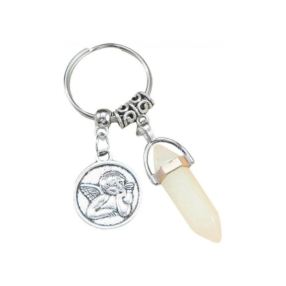 KIHOUT Hexagonal Chakra Pendant Bullet Crystal Pendant Gemstone Pointed Quartz Stone Keychain Pendants