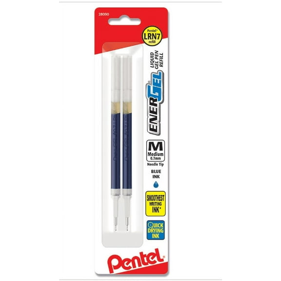 Pentel EnerGel Liquid Gel Pen Refills, Needle Point, 0.7 mm, Blue, Pack of 2 Refills