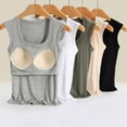 thumbnail image 6 of Square Neck Camisole Tank Top with Built In Bra Pads Wirefree Seamless Design Everyday Layering Vest Beaded Women Crop Cam, 6 of 8