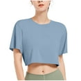 thumbnail image 2 of Byworldtasic Women's Basic Shirt Womens Oversized Cropped T-Shirts Scoop Neck Short Sleeve Boxy Tops Solid Color Workout Tee Shirts, 2 of 4