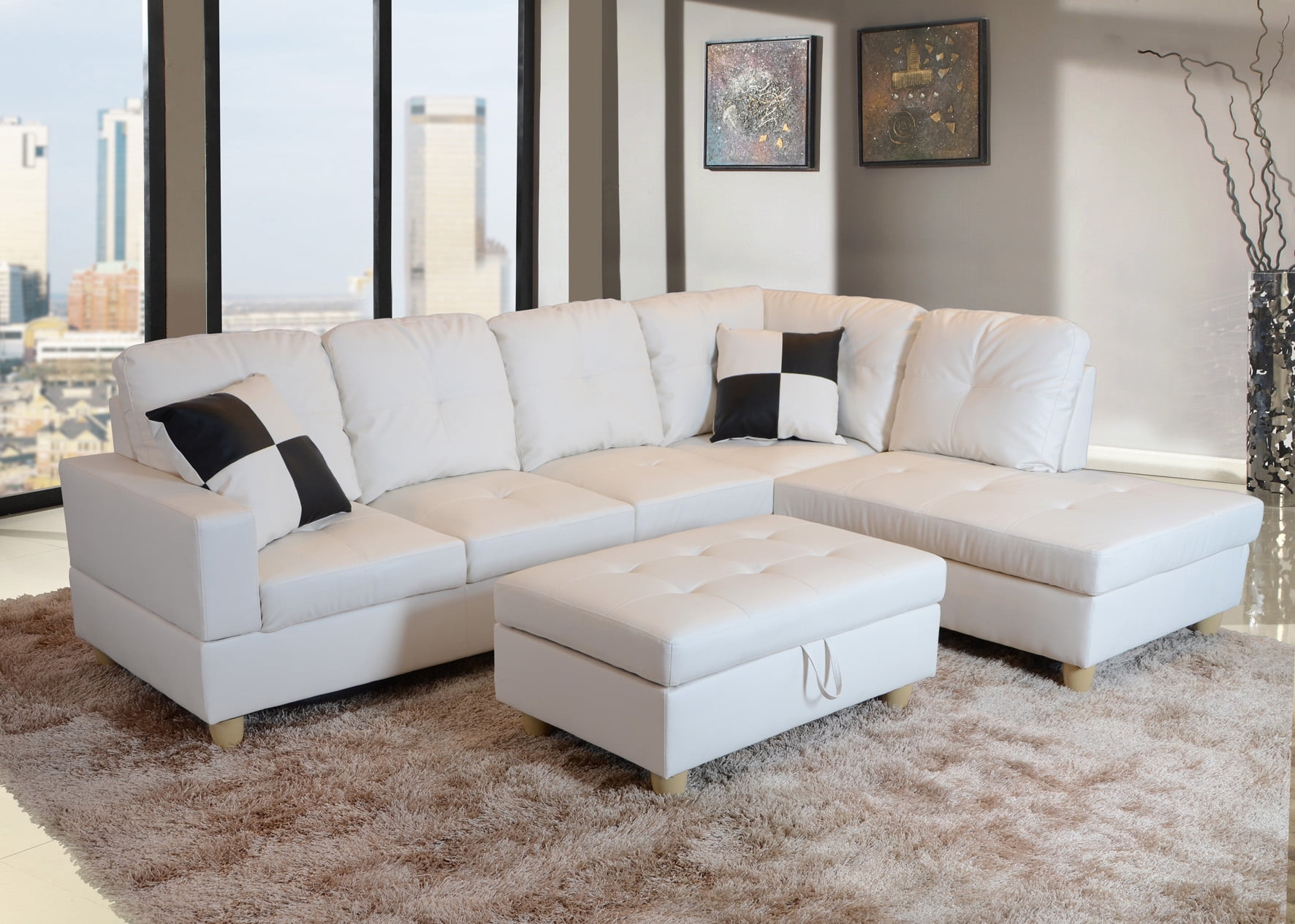 Adalynn Faux Leather Upholstered Sectional Sofa White Baxton Studio Target