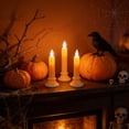 thumbnail image 4 of Battery Operated LED Candles, Multi-Color Multi-Size LED Candle Tabletop Decor, Halloween Table Centerpiece Ornament for Thanksgiving Harvest & Christmas Holiday Dining Table Decor (Beige, L), 4 of 7