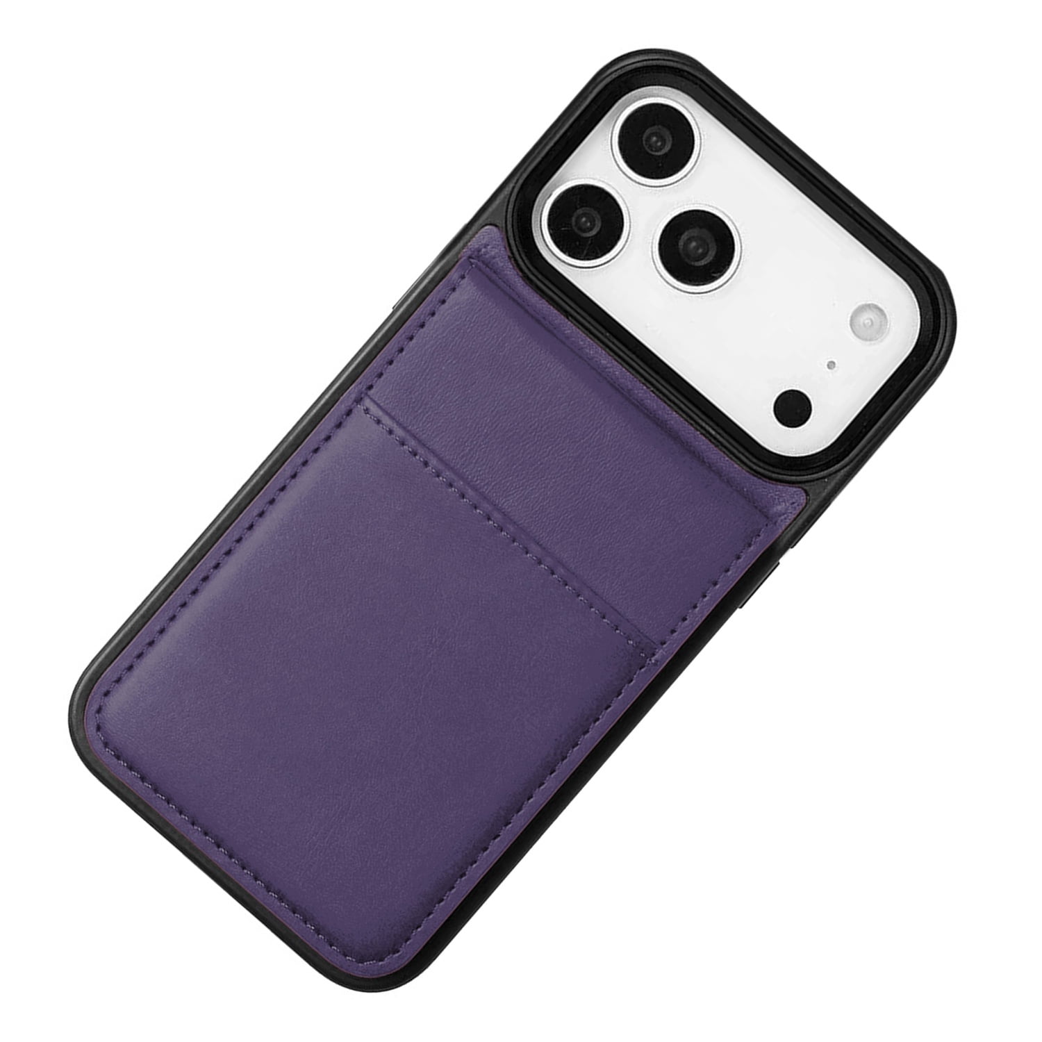 Durable Leather Wallet Case with Kickstand for iPhone 17 Pro Max- Purple