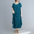 thumbnail image 5 of Ashirexll Womens Summer Dresses, Flowy Dresses for Women, Summer Plus Size Round Neck Loose Casual Mid-Length Dress, 5 of 5