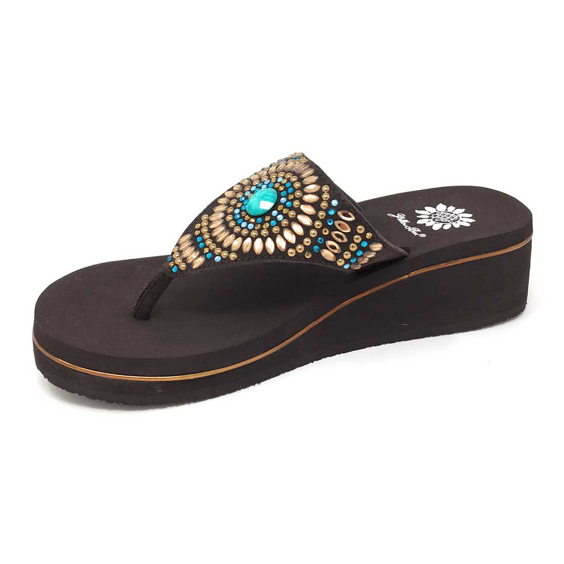 yellow box rhinestone flip flops