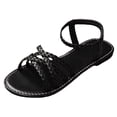 thumbnail image 5 of Women’s Flat Sandals Slip on Summer Gladiator Open Toe Braided Slingback Slip on Elatic Ankle Strap Lightweight Beach Shoes Black Size 7.5, 5 of 5