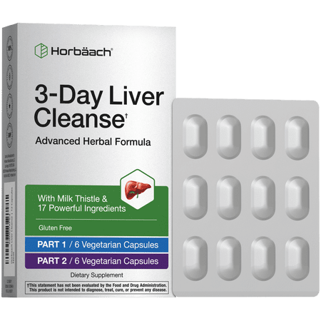 3 Day Liver Cleanse | 12 Capsules | with Milk Thistle | Vegetarian, Non-GMO, Gluten Free | by Horbäach