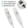 thumbnail image 4 of Clear Power 8ft 3 Outlets Indoor Extension Cord 2 pack, Grounded Power Strip, Hangable Heavy Duty Plug for Indoor Home Office, Dorm Room, ETL Listed, 4 of 6
