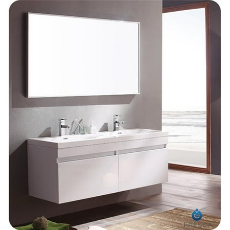 Fresca Largo White Modern Bathroom Vanity With Wavy Double Sinks Fresca Largo White Modern Bathroom Vanity With Wavy Double Sinks