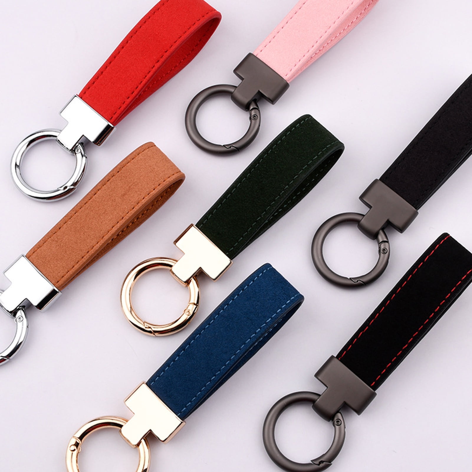 Liangery Keychain for Men Women Leather Car Key Chain with 5 Key Rings-Drive Safely Have Fun Keychain Holder for Keys
