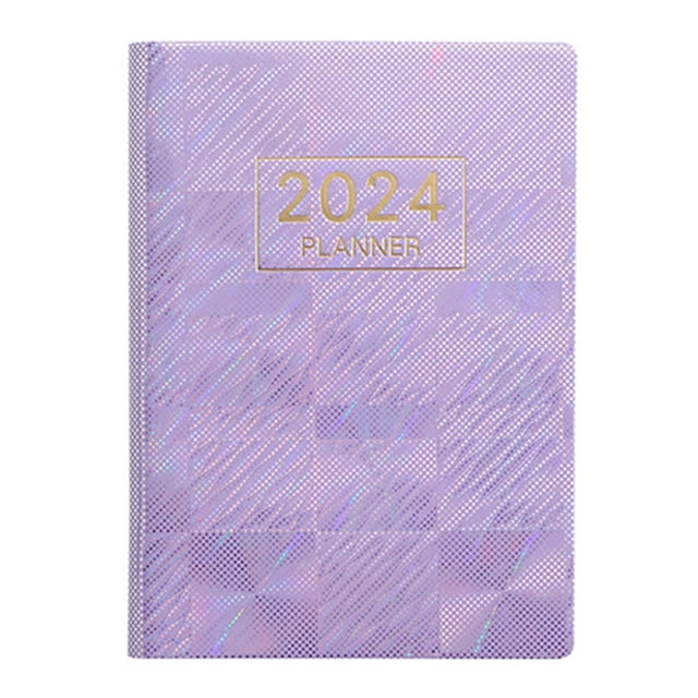 CSChome A7 2024 English Planner A7 2024 English Planner Faux Leather Hardcover 120 Pages Ink Proof Mini Journal Dairy Pocket Notebook Student Supplies