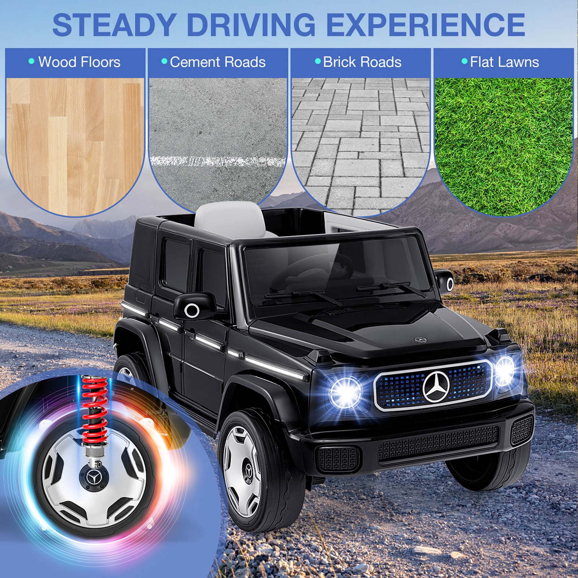 Costway Licensed Mercedes-Benz EQG Kids Ride On Car with Remote Control Detachable Battery Black