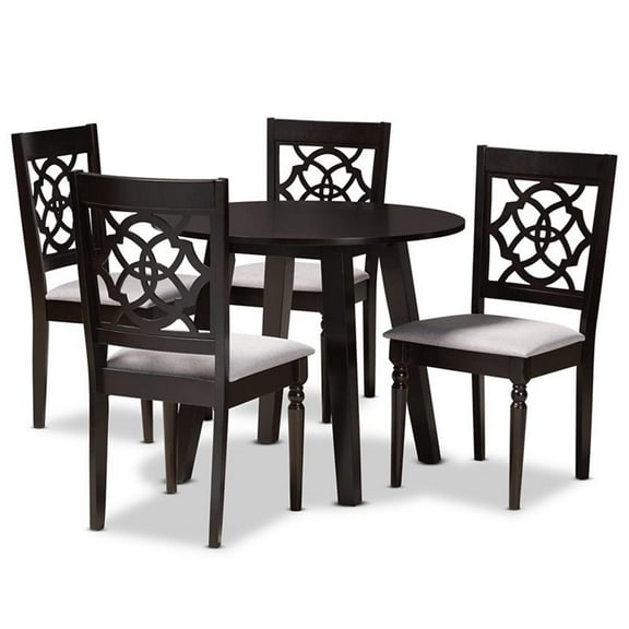 Bowery Hill Gray Fabric and Walnut Finished Wood 5-Piece Dining Set