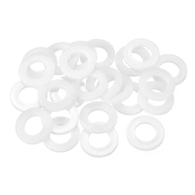 25Pcs M18 Nylon Flat Washers Plastic Washer 18mm ID 32mm OD 3mm Thick, White