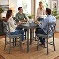 thumbnail image 2 of SESSLIFE Dining Table Set for 4, Counter Height Kitchen Table Set with Square Table and 4 Upholstered Chairs, Solid Wood Dining Room Set for 4, Space-Saving, Gray, 2 of 9
