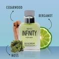 thumbnail image 2 of Novo Infinity para hombres - Eau de parfum en spray de 3.4 onzas líquidas para hombres - Notas superiores refrescantes cítricas y florales con sutiles matices amaderados, olor fresco durante todo el d, 2 of 5
