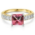 thumbnail image 3 of Gem Stone King 14K Two Tone Gold Pink Topaz and Lab Grown Diamond Engagement Ring for Women | 2.90 Cttw | Princess 7MM | Gemstone November Birthstone | Size 9, 3 of 6