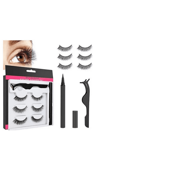Pestañas Postizas Magnéticas Y Delineador De Ojos Malubero 3 Pares