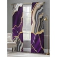 thumbnail image 4 of Purple Marble Sheer Curtains 96 Inch Length 2 Panels Set, Grey Gold Texture Vintage Farmhouse Art Voile Window Treatment Semi Sheer Long Curtains Drapes for Bedroom/Living Room/Kitchen 52"x96"x2, 4 of 7